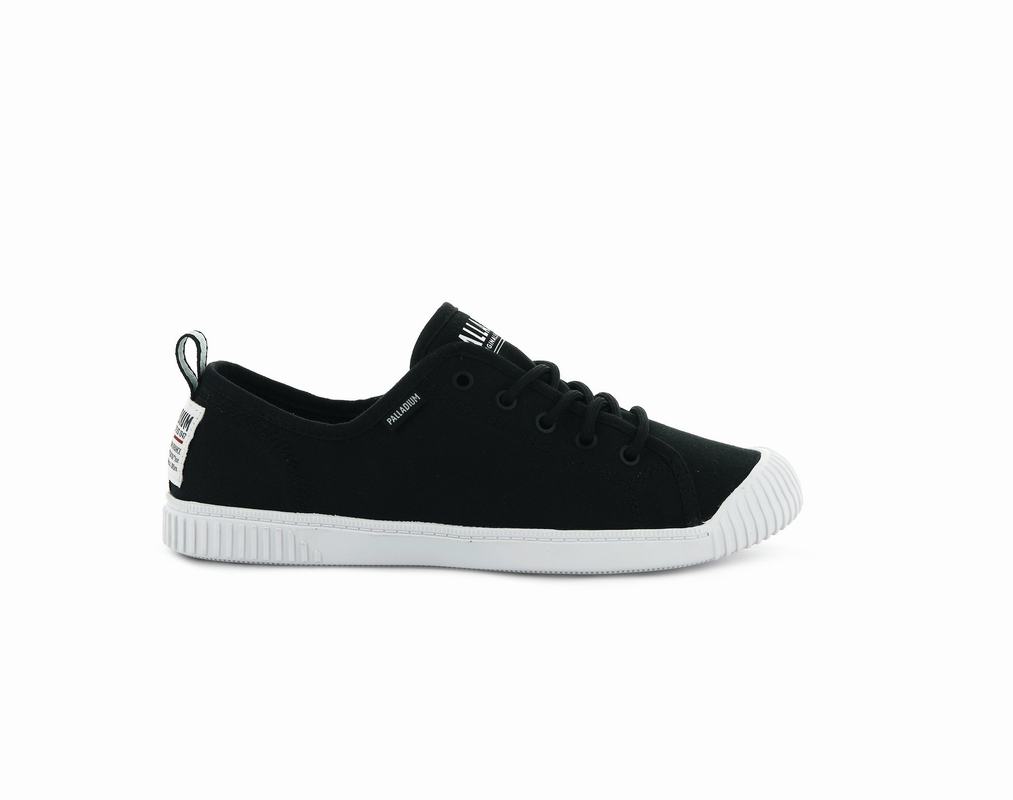 Palladium Easy Lace Canvas Women's Low Top Sneakers Black (QHJS70912)